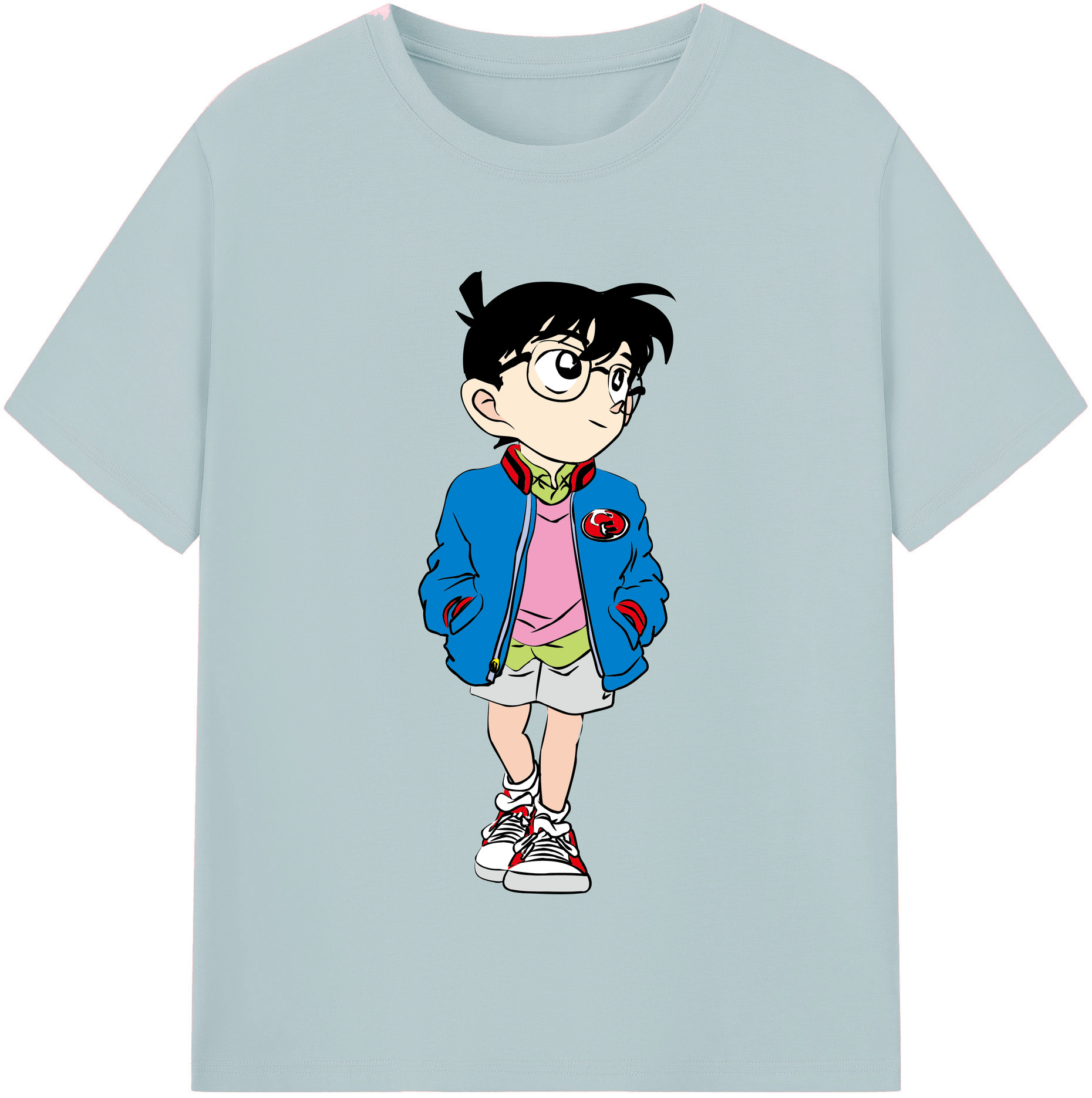 （画像用） 名探偵コナン 江戸川 コナン Detective Conan Conan Edogawa 綿100％半袖Tシャツ（フロントプリント）